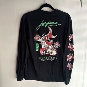 Black, long sleeve riot, Society, T-shirt, size medium